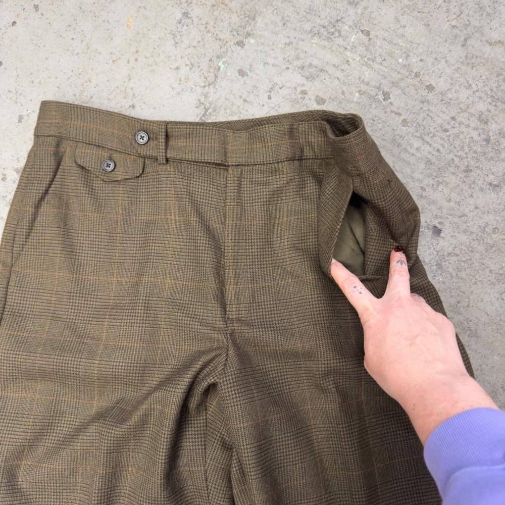 Lauren Ralph Lauren Brown Glen Plaid Wool Cuffed Trousers Pants Size 12 - Picture 3 of 8